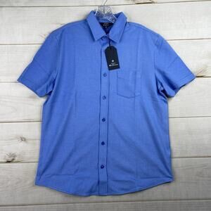 The Original Ben Sherman Terry Polo Shirt Mens M Blue Short Sleeve Button Up NWT